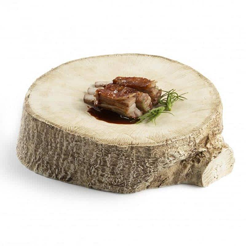 100% Chef Ağaç Gövdesi Porselen Sunum Tabağı, Gastronomi Sunum, 23x7 cm - 1