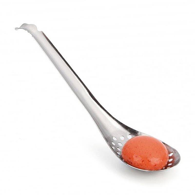 100% Chef Çelik Lotus Delikli Havyar Kaşığı, Özel Tasarım, 16 cm, 10 Adet - 1