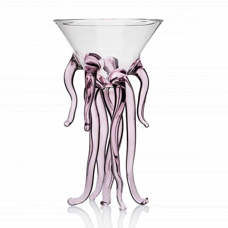 100% Chef Medusa Ayaklı Cam Kupa, Özel Tasarım, 100 ml, Pembe - 1