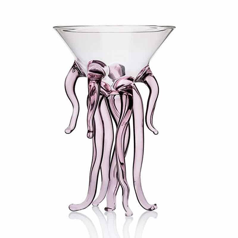 100% Chef Medusa Ayaklı Cam Kupa, Özel Tasarım, 200 ml, Pembe - 1