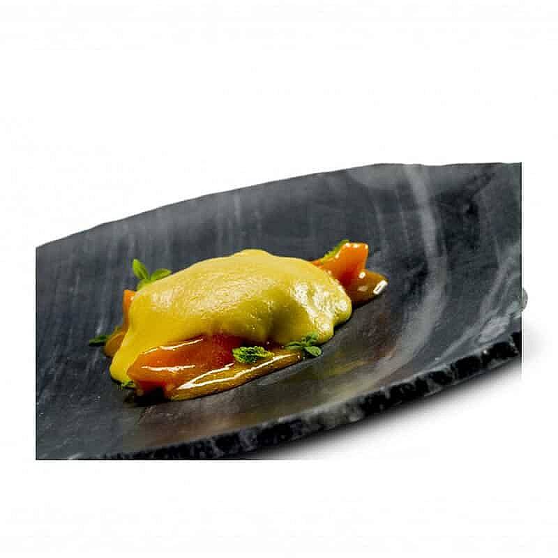 100% Chef Rustic Rim Mermer Sunum Tabağı, Gastronomi Sunum, 25 cm, Siyah - 2