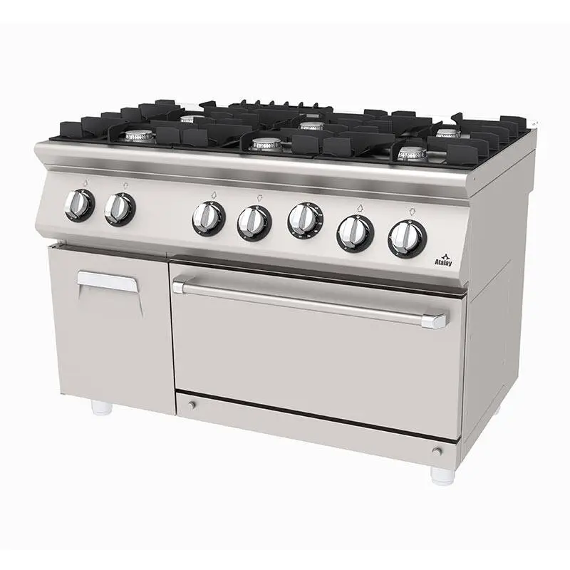Atalay AGK-1273-D 730 Seri 6 Ocaklı Kuzine, Dolaplı, 120x73x85 cm, Paslanmaz Çelik, Doğalgazlı - 1