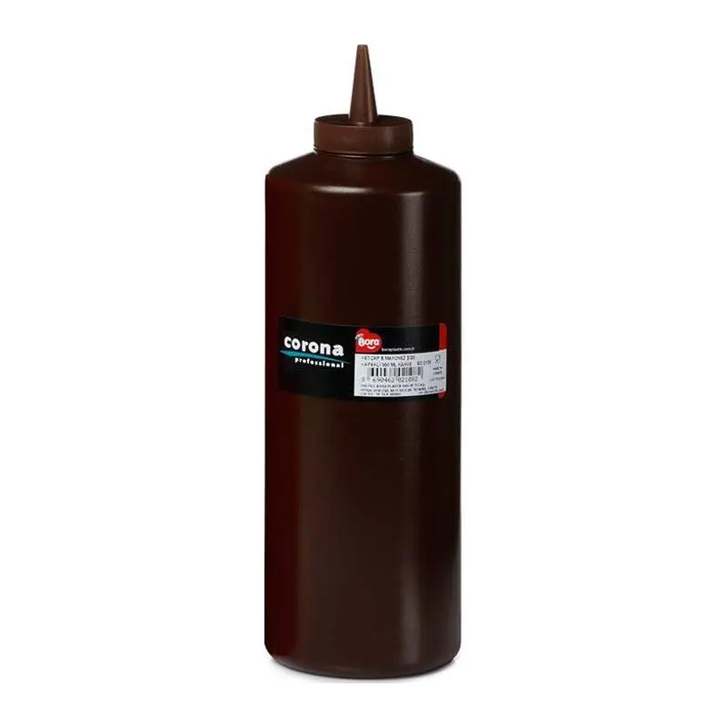 Bora Plastik Çikolata Sosu Şişesi, Kapaklı, 950 ml, Kahverengi - 1