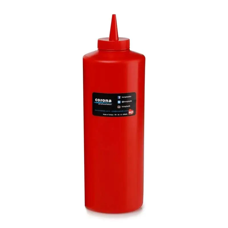 Bora Plastik Kapaklı Ketçap Şişesi, Pratik Servis, 950 ml, Kırmızı - 1