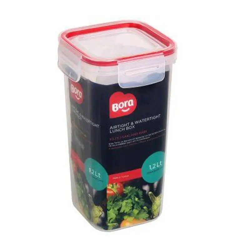 Bora Plastik Kilitli Kapak Uzun Saklama Kabı, 1.2 Lt, Şeffaf - 1