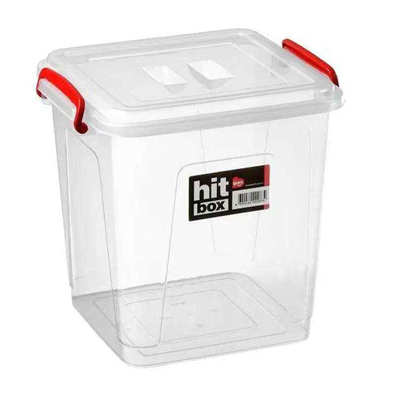 Bora Plastik Kilitli Kapaklı Kutu, Kare, No: 16, 19.5 Lt, Şeffaf - 1