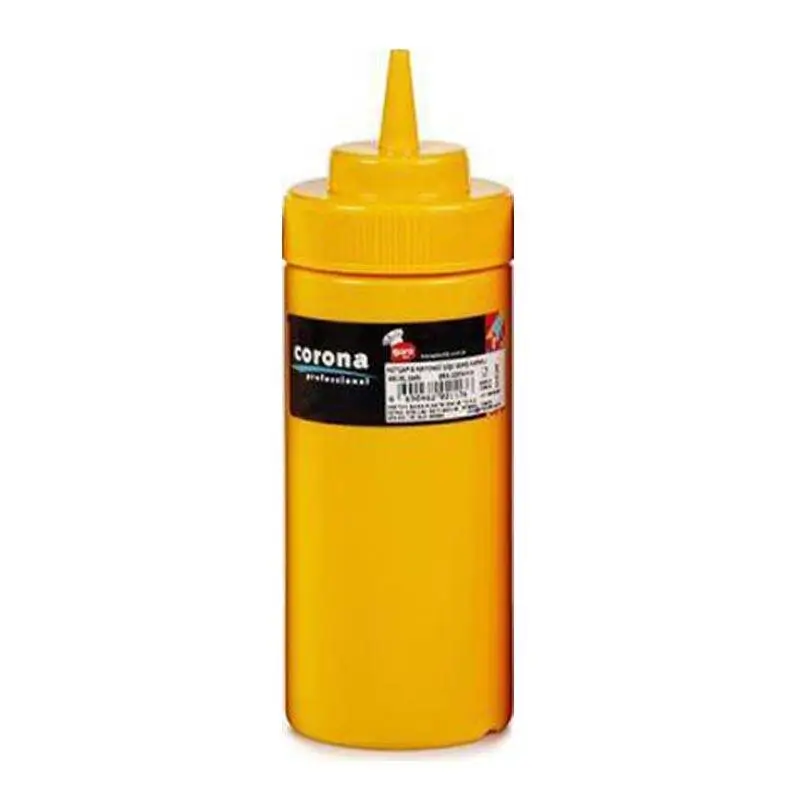 Bora Plastik Profesyonel Sıkma Hardal Şişesi, Kapaklı, 450 ml, Sarı - 1