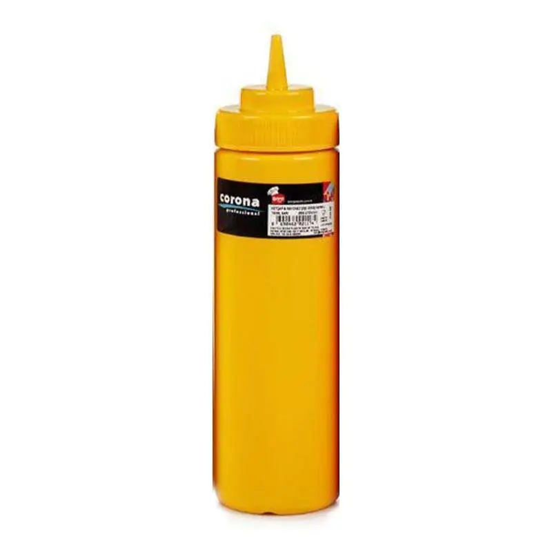 Bora Plastik Profesyonel Sıkma Hardal Şişesi, Kapaklı, 700 ml, Sarı - 1