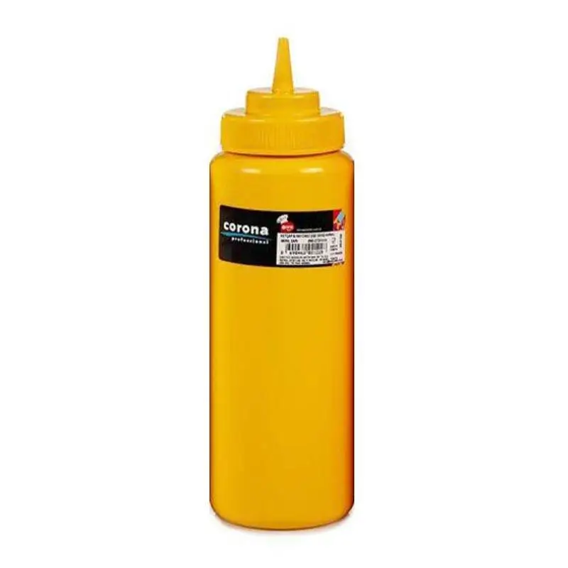 Bora Plastik Profesyonel Sıkma Hardal Şişesi, Kapaklı, 950 ml, Sarı - 1