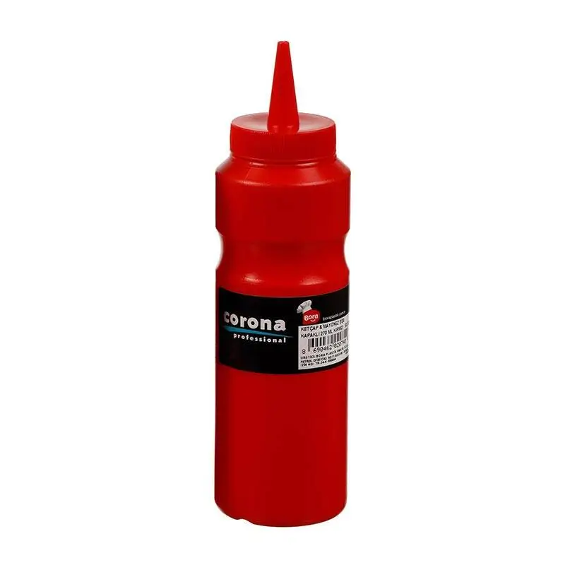 Bora Plastik Profesyonel Sıkma Ketçap Şişesi, Kapaklı, 270 ml, Kırmızı - 1