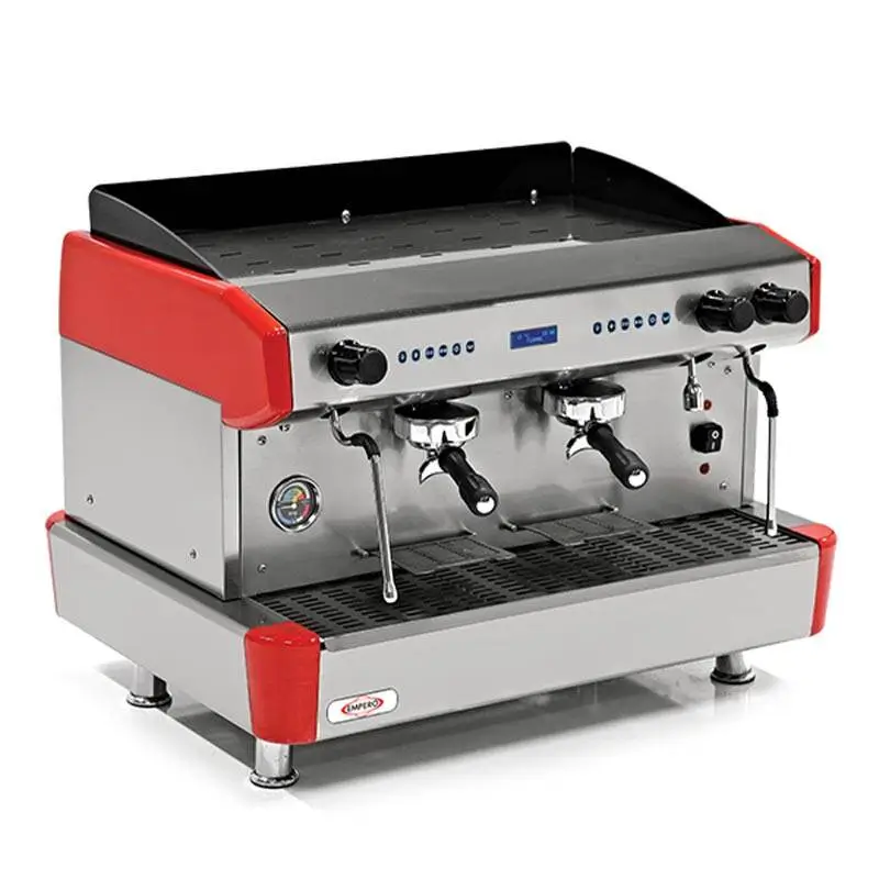 Empero Espresso Tam Otomatik Kahve Makinesi, 2 Gruplu, 230 V, Kırmızı - 1