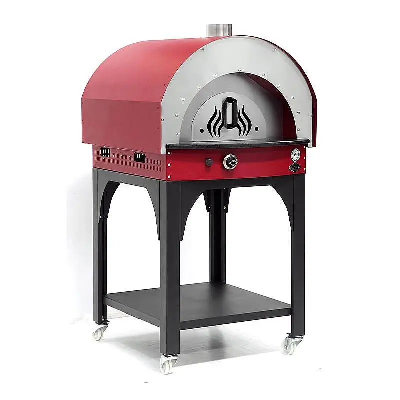 Empero PLF.PLS.D5.R Profesyonel Ev Tipi Taş Tabanlı 25 cm x 4 Pizza Kapasiteli Pizza ve Pide Fırını, Gazlı, Kırmızı - 4
