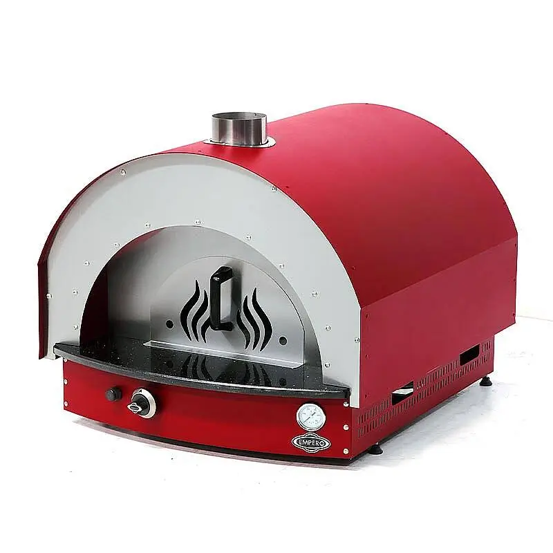 Empero PLF.PLS.D5.R Profesyonel Ev Tipi Taş Tabanlı 25 cm x 4 Pizza Kapasiteli Pizza ve Pide Fırını, Gazlı, Kırmızı - 2