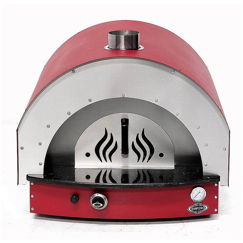 Empero PLF.PLS.D5.W.R Profesyonel Ev Tipi Taş Tabanlı 25 cm x 4 Pizza Kapasiteli Pizza ve Pide Fırını, Odunlu, Kırmızı - 1