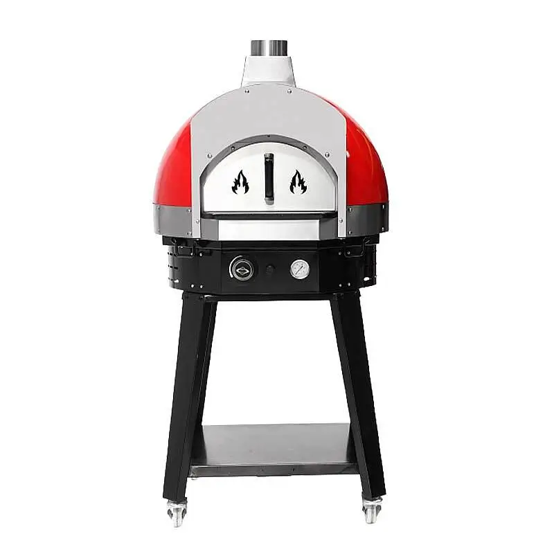 Empero SPO.H-60 Profesyonel Ev Tipi Taş Tabanlı Pizza Fırını, Odunlu, Kırmızı - 3