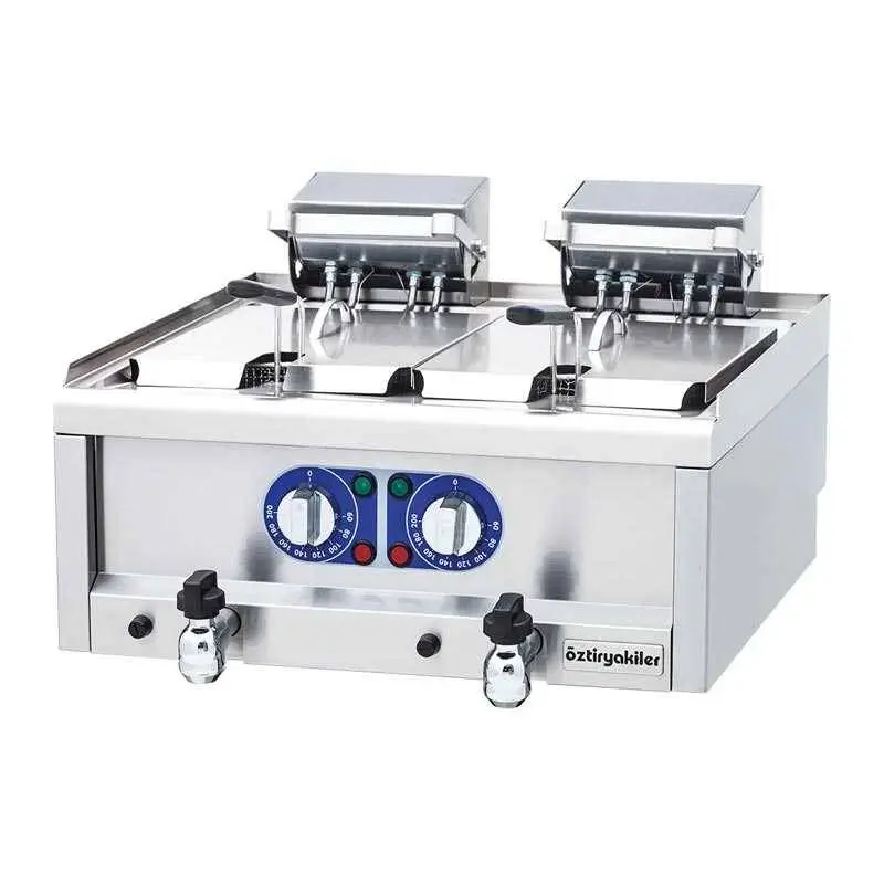 Öztiryakiler 600 Seri Set Üstü Fritöz, Paslanmaz Çelik, İkili, 7+7 Lt, 60x60x26 cm - 1