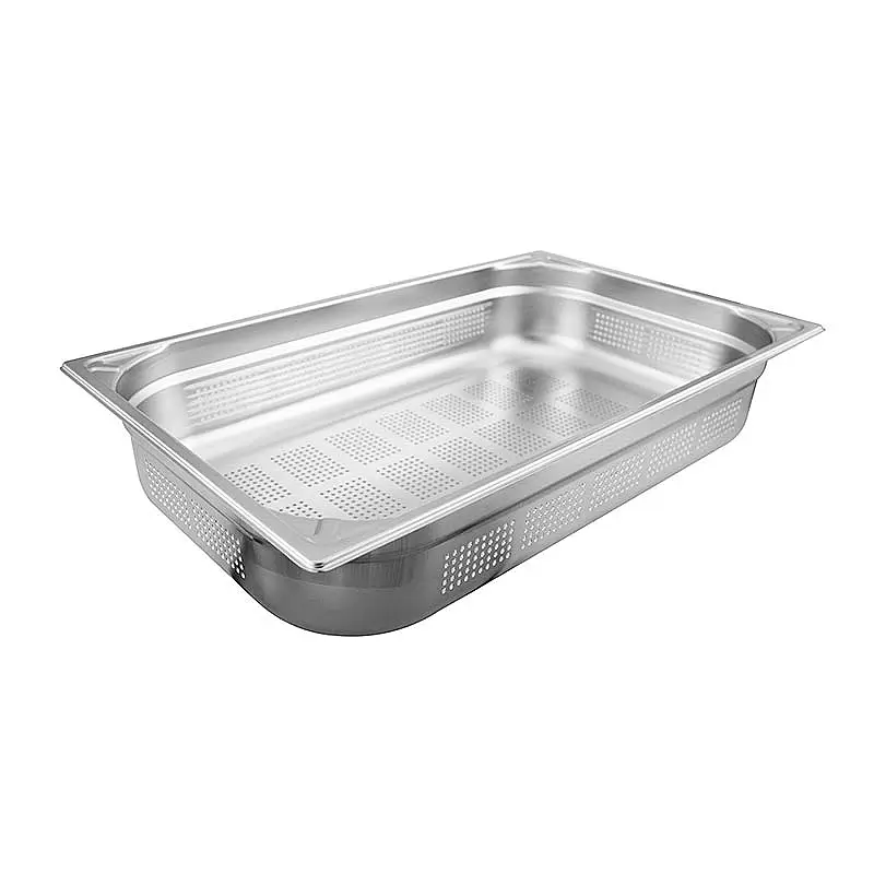 Öztiryakiler GN 1/1-100 mm Köşe Desenli Delikli Gastronorm Küvet, 12.6 Lt. - 1