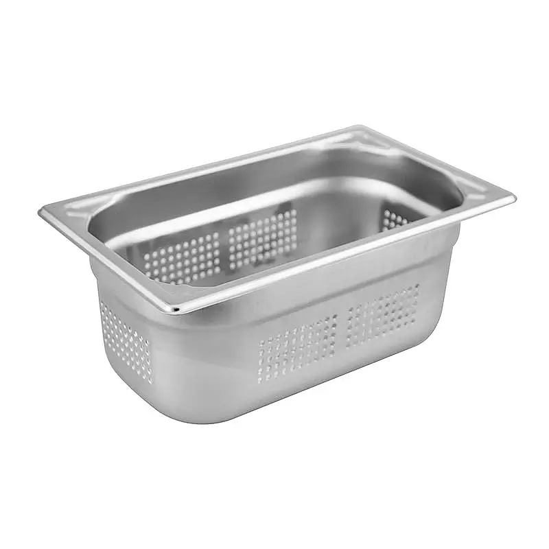 Öztiryakiler GN 1/4-100 mm Köşe Desenli Delikli Gastronorm Küvet, 2.5 Lt. - 1