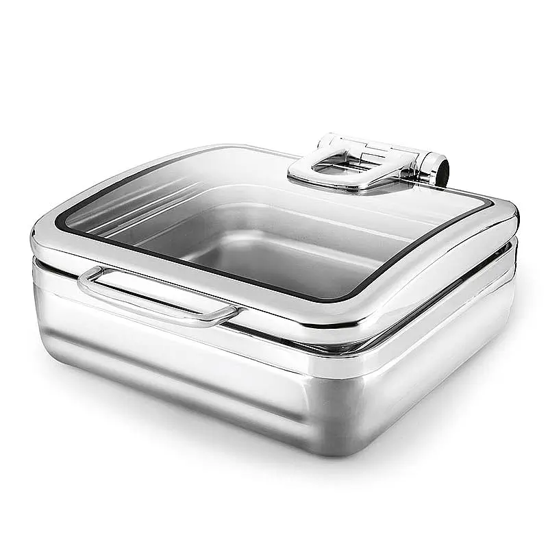 Öztiryakiler Kızaklı Isıtıcısız Kare Chafing Dish, GN 2-3, 5.5 Lt, Hijyenik - 1