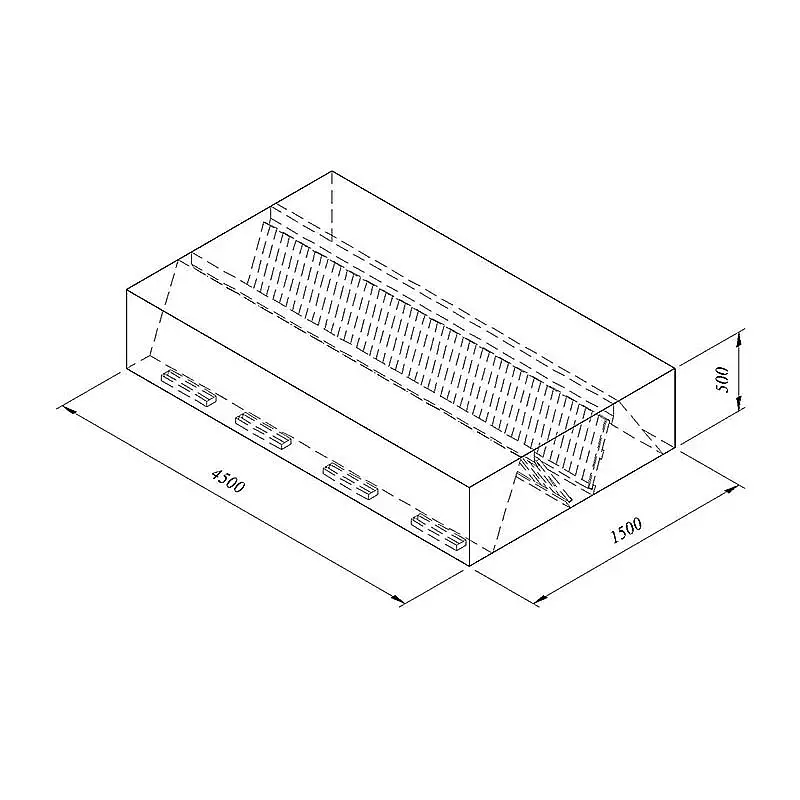 Öztiryakiler Kutu Tip Filtreli Çift Cidar Davlumbaz, 450x150 cm, Endüstriyel - 1