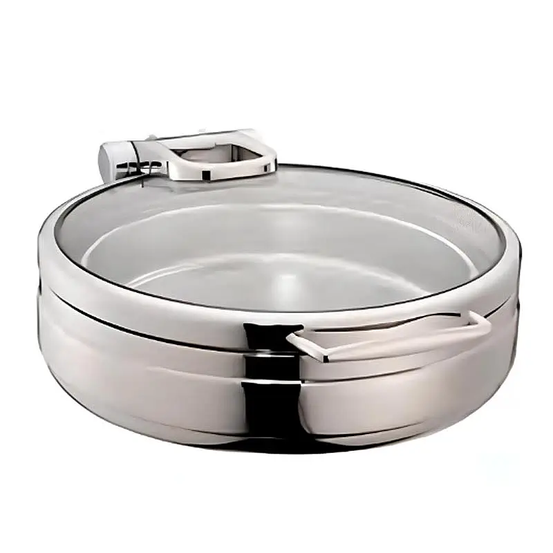 Öztiryakiler Lux Hidrolik Cam Kapaklı Yuvarlak Chafing Dish, GN 2-3, 6 Lt, Profesyonel - 1
