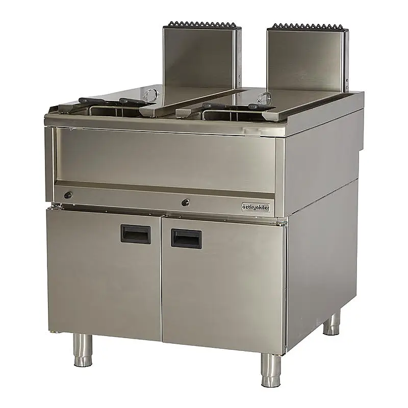 Öztiryakiler Optimum 900 Seri OFG 8090 E Set Üstü Dolaplı Fritöz, 80x90x85 cm, 22+22 Lt, Gazlı, Paslanmaz Çelik - 1