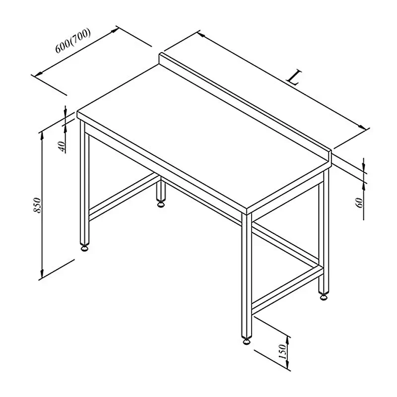 Öztiryakiler Sırtlı Çalışma Tezgahı, 60x60 cm, Paslanmaz Çelik - 1