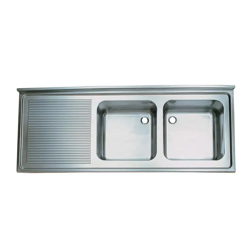 Öztiryakiler Sol Damlalıklı Çift Gözlü Tablalı Evye, 160x60 cm, 40x40x25 cm, Paslanmaz Çelik - 1