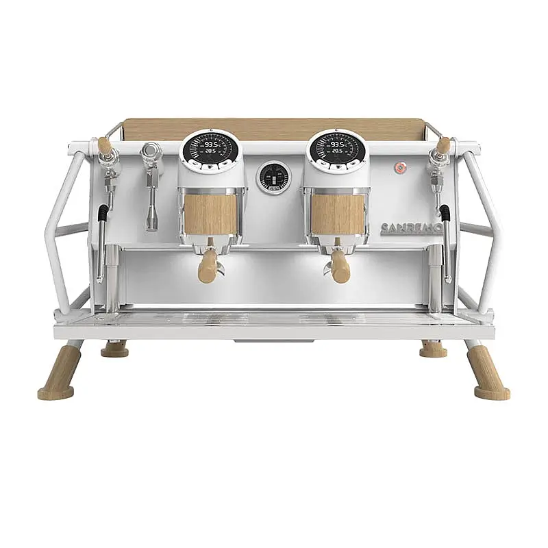 Sanremo Cafe Racer Custom Tam Otomatik Espresso Kahve Makinesi, 2 Gruplu, Beyaz-Ahşap, 6.9kW. - 2