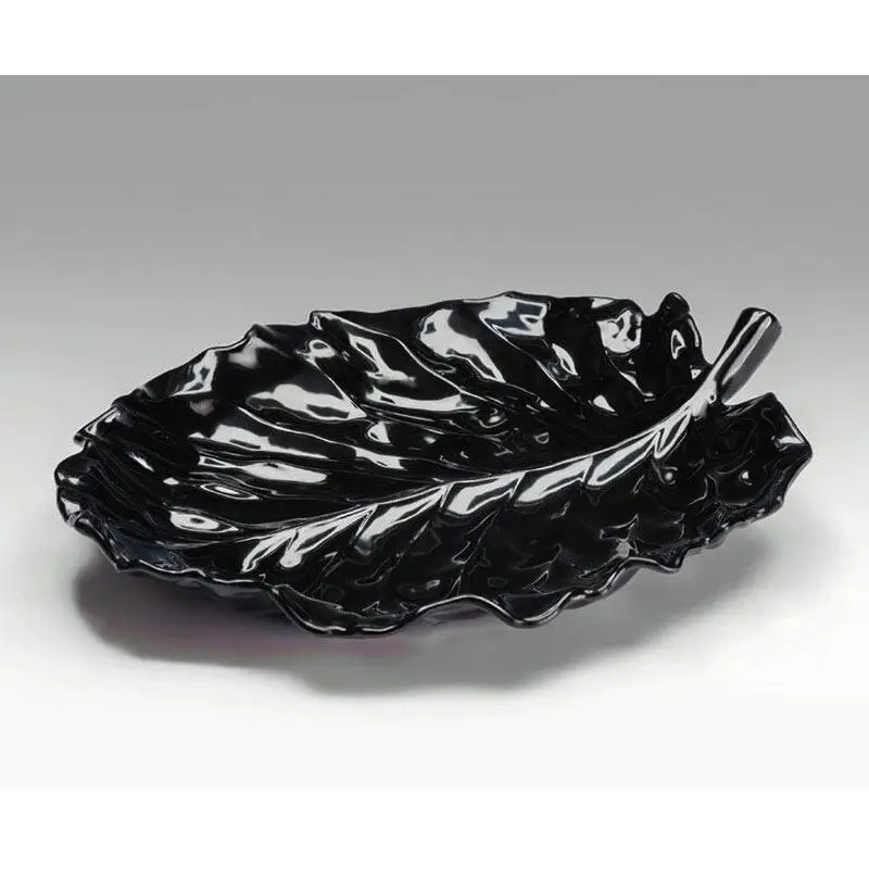 Zicco K-2700 Teşhir Sunum Tabağı, Yaprak Form, Melamin, Siyah, 31x24 cm - 1