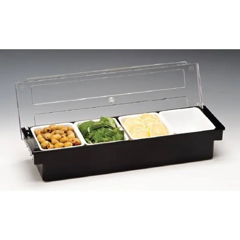 Zicco ZCP-304 Kapaklı Bar Konteyner, 4 Bölmeli, Polikarbon, Siyah, 50x16x9.5 cm - 1