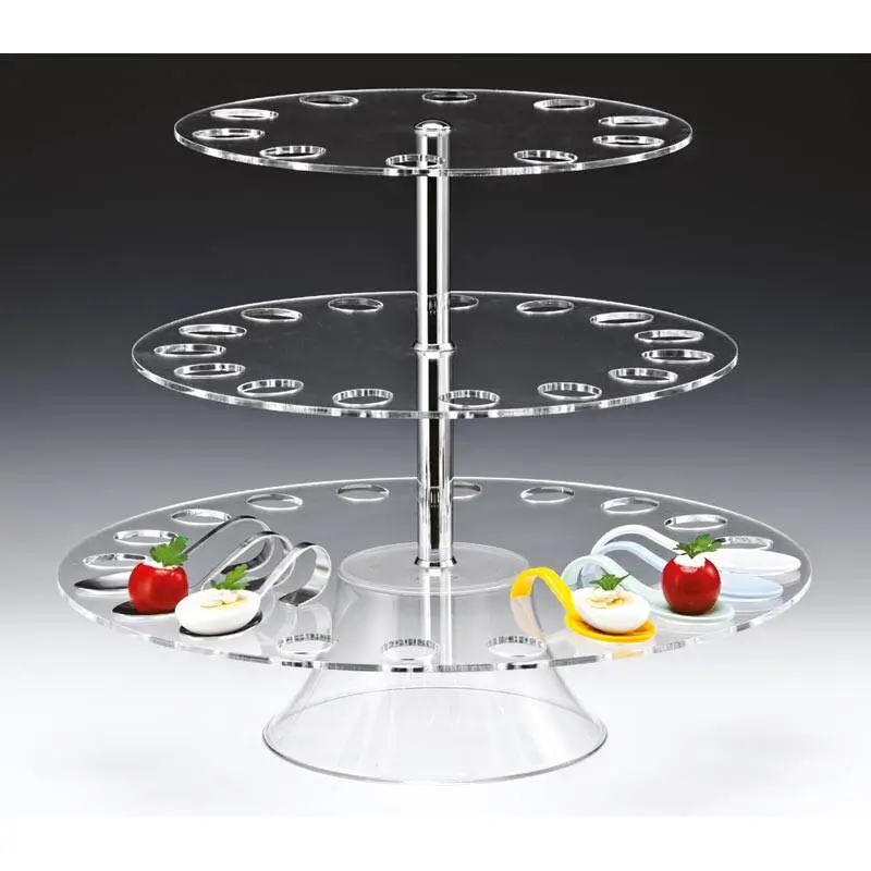 Zicco ZCP-496 3 Katlı Servis Standı, 45 Gözlü, Akrilik, Şeffaf, 63 cm - 1