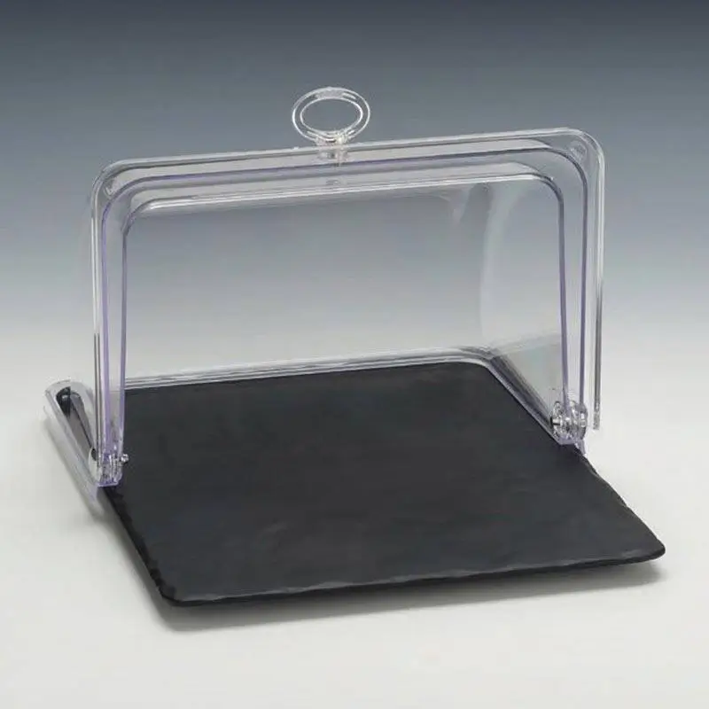 Zicco ZCP-767 Muhafaza Kabı, Polikarbon Şeffaf Rolltop Kapaklı, Siyah Melamin Altlı, GN 1/2, 32x26x20 cm - 1